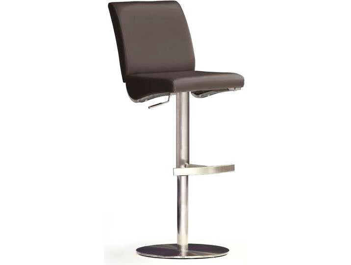 Bistrostuhl MCA FURNITURE BARBECOOL Barhocker Bistrostuhl Tresenhocker , braun (braun, edelstahl gebürstet), B:40cm H:87cm T:50cm, Leder, Stühle, mit Rückenlehne, Bodenplatte rund, 360 drehbar, Sitzhöhe von 55-80cm von MCA-furniture