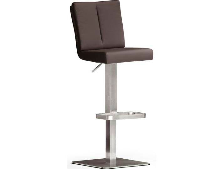 Bistrostuhl MCA FURNITURE BARBECOOL Barhocker Bistrostuhl Tresenhocker , braun (braun, edelstahl gebürstet), B:40cm H:89cm T:53cm, Kunstleder, Stühle, mit Rückenlehne, Bodenplatte eckig, 180drehbar, Sitzhöhe von 56-81 cm von MCA-furniture