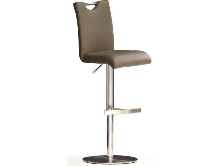 Bistrostuhl MCA FURNITURE BARBECOOL Barhocker Bistrostuhl Tresenhocker , braun (cappuccino, edelstahl gebürstet), B:39cm H:91cm T:50cm, Polyurethan, Stühle, mit Rückenlehne, Bodenplatte rund, 360 drehbar, Sitzhöhe von 55-80 cm von MCA-furniture
