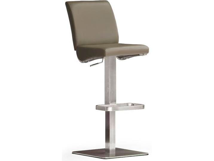 Bistrostuhl MCA FURNITURE BARBECOOL Barhocker Bistrostuhl Tresenhocker , braun (cappuccino, edelstahl gebürstet), B:40cm H:87cm T:50cm, Leder, Stühle, mit Rückenlehne, Bodenplatte eckig, 180 drehbar, Sitzhöhe von 55-80cm von MCA-furniture