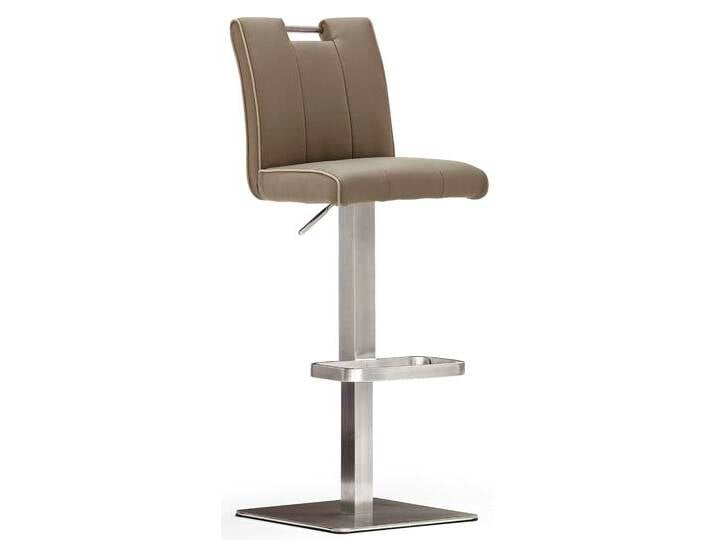 Bistrostuhl MCA FURNITURE BARBECOOL Barhocker Bistrostuhl Tresenhocker , braun (cappuccino, edelstahl gebürstet), B:40cm H:89cm T:51cm, Kunstleder, Stühle, mit Rückenlehne, Bodenplatte eckig, 180 drehbar, Sitzhöhe von 55-80cm von MCA-furniture