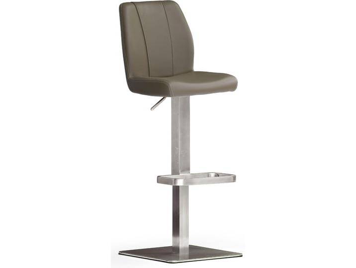 Bistrostuhl MCA FURNITURE BARBECOOL Barhocker Bistrostuhl Tresenhocker , braun (cappuccino, edelstahl gebürstet), B:41cm H:89cm T:52cm, Leder, Stühle, mit Rückenlehne,Bodenplatte eckig, 180 drehbar, Sitzhöhe von 56-81 cm von MCA-furniture