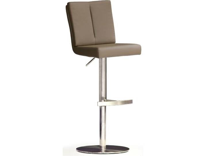 Bistrostuhl MCA FURNITURE BARBECOOL Barhocker Bistrostuhl Tresenhocker , braun (cappuccino, edelstahl gebürstet), B:42cm H:89cm T:53cm, Kunstleder, Stühle, mit Rückenlehne, Bodenplatte rund, 180drehbar, Sitzhöhe von 56-81 cm von MCA-furniture