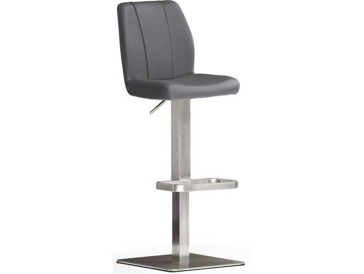 Bistrostuhl MCA FURNITURE BARBECOOL Barhocker Bistrostuhl Tresenhocker , grau (grau, edelstahl gebürstet), B:41cm H:89cm T:52cm, Kunstleder, Stühle, mit Rückenlehne,Bodenplatte eckig, 180 drehbar, Sitzhöhe von 56-81 cm von MCA-furniture