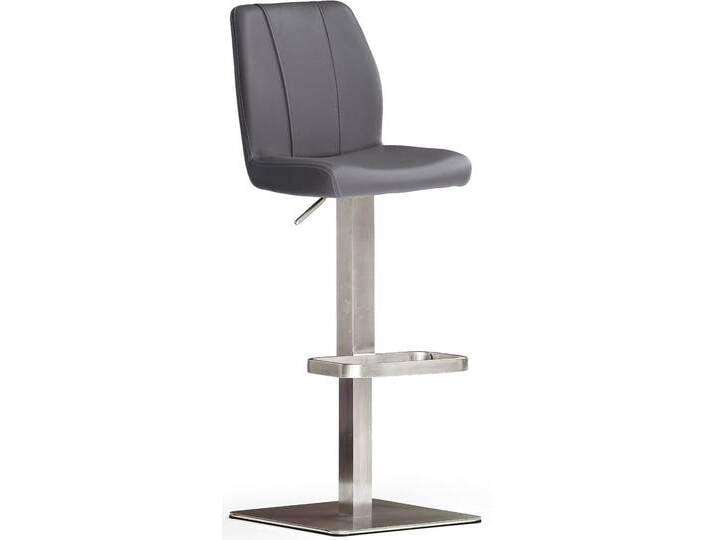 Bistrostuhl MCA FURNITURE BARBECOOL Barhocker Bistrostuhl Tresenhocker , grau (grau, edelstahl gebürstet), B:41cm H:89cm T:52cm, Kunstleder, Stühle, mit Rückenlehne,Bodenplatte eckig, 180 drehbar, Sitzhöhe von 56-81 cm von MCA-furniture