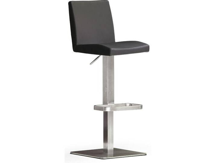 Bistrostuhl MCA FURNITURE BARBECOOL Barhocker Bistrostuhl Tresenhocker , schwarz (schwarz, edelstahl gebürstet), B:40cm H:85cm T:52cm, Leder, Stühle, mit Rückenlehne,Bodenplatte eckig, 180 drehbar, Sitzhöhe von 56-81 cm von MCA-furniture
