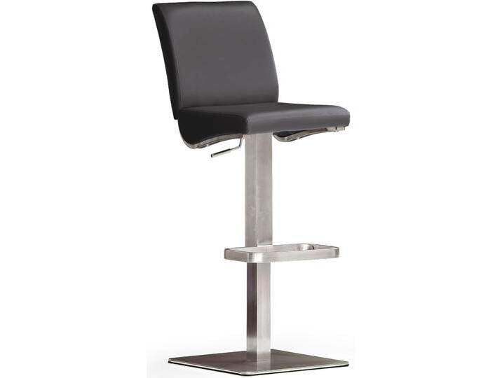 Bistrostuhl MCA FURNITURE BARBECOOL Barhocker Bistrostuhl Tresenhocker , schwarz (schwarz, edelstahl gebürstet), B:40cm H:87cm T:50cm, Leder, Stühle, mit Rückenlehne, Bodenplatte eckig, 180 drehbar, Sitzhöhe von 55-80cm von MCA-furniture