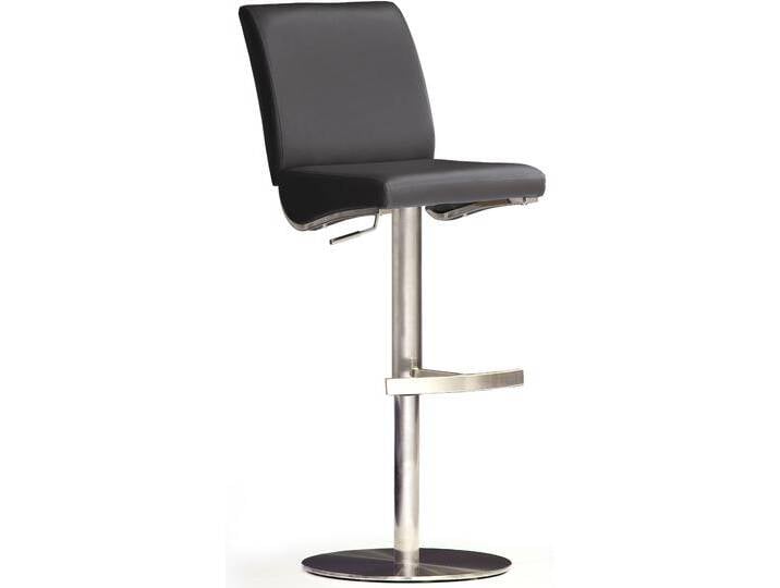 Bistrostuhl MCA FURNITURE BARBECOOL Barhocker Bistrostuhl Tresenhocker , schwarz (schwarz, edelstahl gebürstet), B:40cm H:87cm T:50cm, Leder, Stühle, mit Rückenlehne, Bodenplatte rund, 360 drehbar, Sitzhöhe von 55-80cm von MCA-furniture
