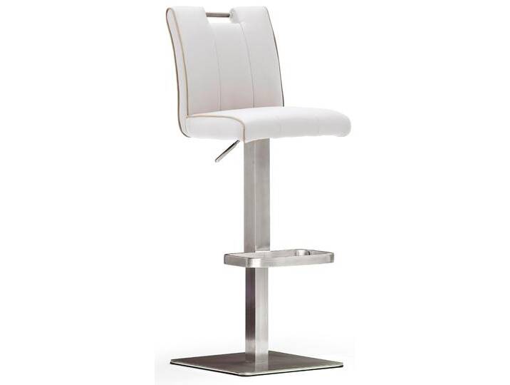 Bistrostuhl MCA FURNITURE BARBECOOL Barhocker Bistrostuhl Tresenhocker , weiß (weiß, edelstahl gebürstet), B:40cm H:89cm T:51cm, Kunstleder, Stühle, mit Rückenlehne, Bodenplatte eckig, 180 drehbar, Sitzhöhe von 55-80cm von MCA-furniture