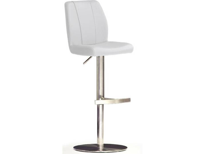 Bistrostuhl MCA FURNITURE BARBECOOL Barhocker Bistrostuhl Tresenhocker , weiß (weiß, edelstahl gebürstet), B:42cm H:89cm T:52cm, Kunstleder, Stühle, mit Rückenlehne,Bodenplatte rund, 360 drehbar, Sitzhöhe von 56-81 cm von MCA-furniture