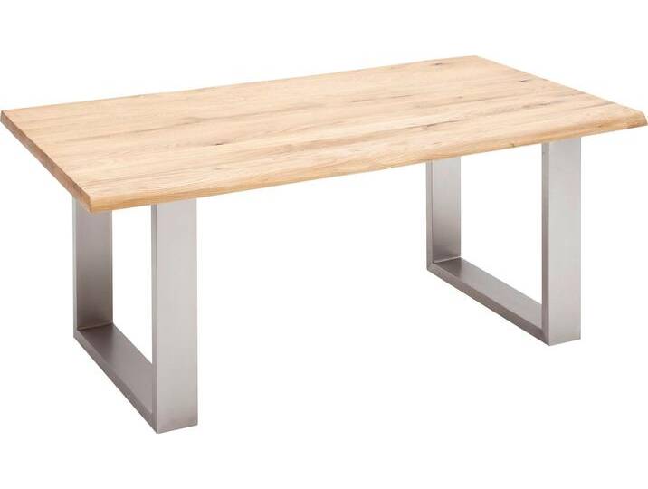 Esstisch MCA FURNITURE Greta , braun (balkeneiche, edelstahl gebürstet), B:180cm T:90cm, Massivholz, Tische, Rechteckiger Esstisch Esstisch Holz-Esstische, Esstisch Massivholz mit Baumkante oder grader Kante von MCA-furniture
