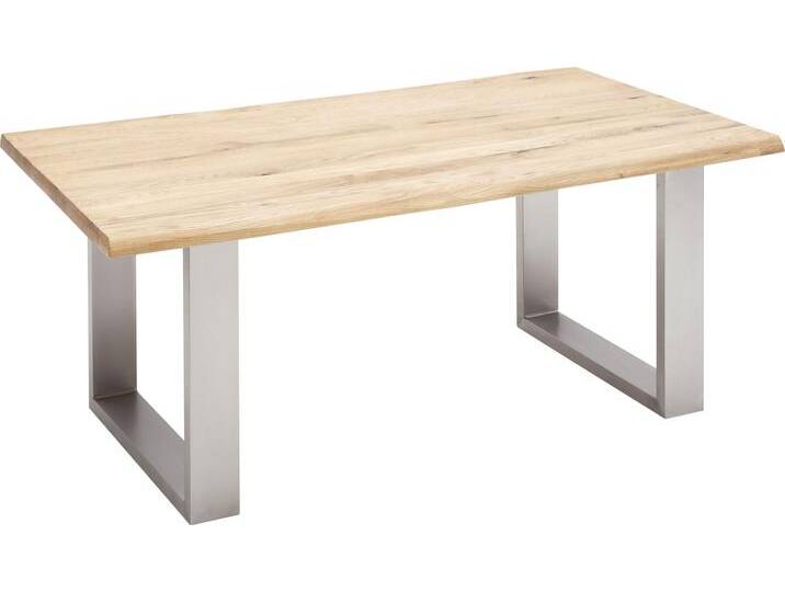 Esstisch MCA FURNITURE Greta , braun (balkeneiche, edelstahl gebürstet), B:220cm T:90cm, Massivholz, Tische, Rechteckiger Esstisch Esstisch Holz-Esstische, Esstisch Massivholz mit Baumkante oder grader Kante von MCA-furniture