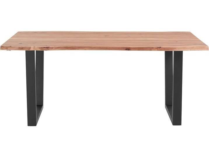Esstisch MCA LIVING Calabria , braun (akazie natur, anthrazit lackiert, akazie natur), B:180cm H:78cm T:100cm, 100% Akazie, Tische, Rechteckiger Esstisch Esstisch Holz-Esstische, Massivholz mit Baumkante von MCA-furniture