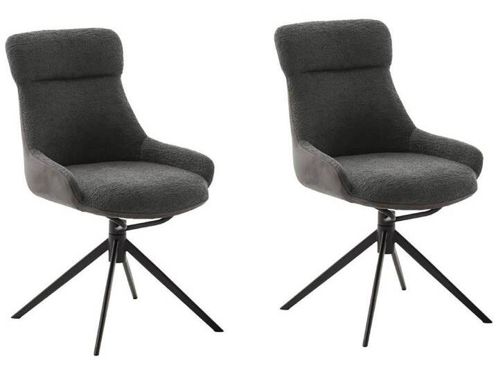Esszimmerstuhl MCA FURNITURE PELION , grau (anthrazit, schwarz), B:55cm H:90cm T:45cm, Polyester, Stühle, (2er-Set), drehbar 360, Dreh- & Schwingfunktion, Sitzhöhe ca. 50 cm von MCA-furniture