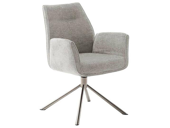 Esszimmerstuhl MCA FURNITURE DIVERIA , grau (taupe, edelstahl), B:64cm H:90cm T:66cm, Polyester, Stühle, (2er-Set) 4-Fuss-Stuhl,drehbar 360,belastbar 120 kg,Sitzhöhe ca. 50cm von MCA-furniture