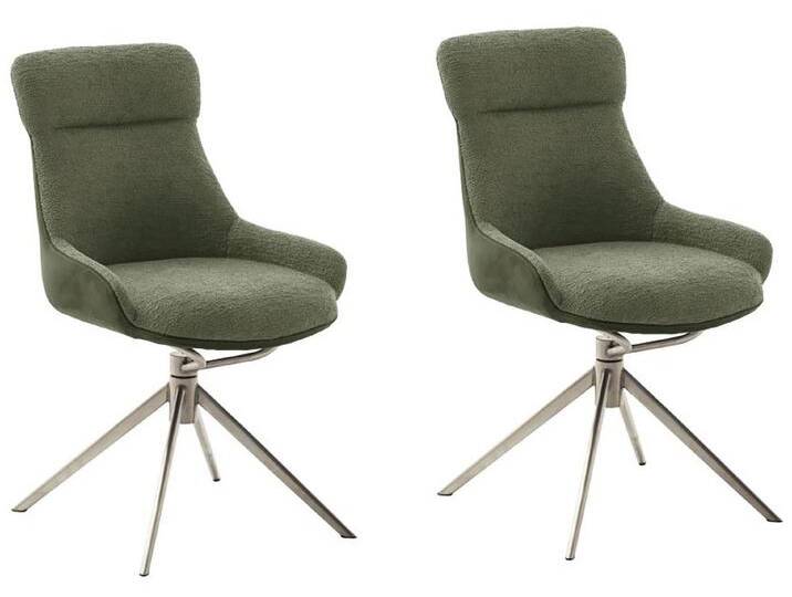 Esszimmerstuhl MCA FURNITURE PELION , grün (olive, edelstahl), B:55cm H:90cm T:45cm, Polyester, Stühle, (2er-Set), drehbar 360, Dreh- & Schwingfunktion, Sitzhöhe ca. 50 cm von MCA-furniture