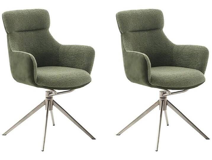 Esszimmerstuhl MCA FURNITURE PELION , grün (olive, edelstahl), B:62cm H:90cm T:62cm, Polyester, Stühle, (2er-Set), drehbar 360, Dreh- & Schwingfunktion, Sitzhöhe ca. 50 cm von MCA-furniture