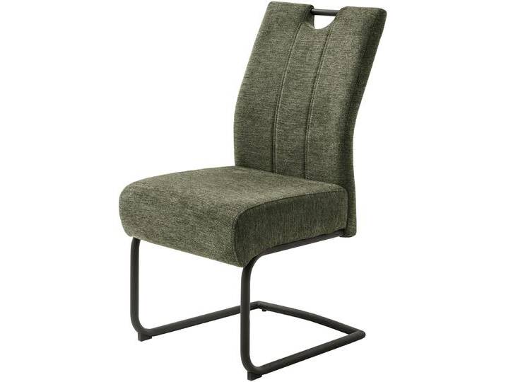 Esszimmerstuhl MCA FURNITURE AMERY , grün (oliv, schwarz matt lackiert), B:49cm H:98cm T:63cm, Polyester, Stühle, Esszimmerstuhl, (2er-Set), Taschenfederkern, Belastbarkeit 150 kg, Sitzhöhe ca. 49 cm von MCA-furniture