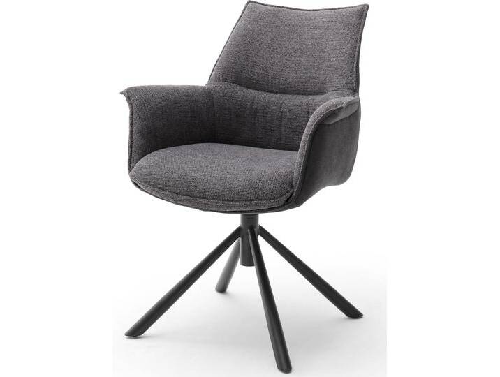 Esszimmerstuhl MCA FURNITURE KONYA , grau (anthrazit, schwarz matt lackiert), B:67cm H:87cm T:65cm, Polyester, Stühle, 2er-Set, 360 drehbar, Belastbarkeit 120 kg, Sitzhöhe ca. 50 cm von MCA-furniture