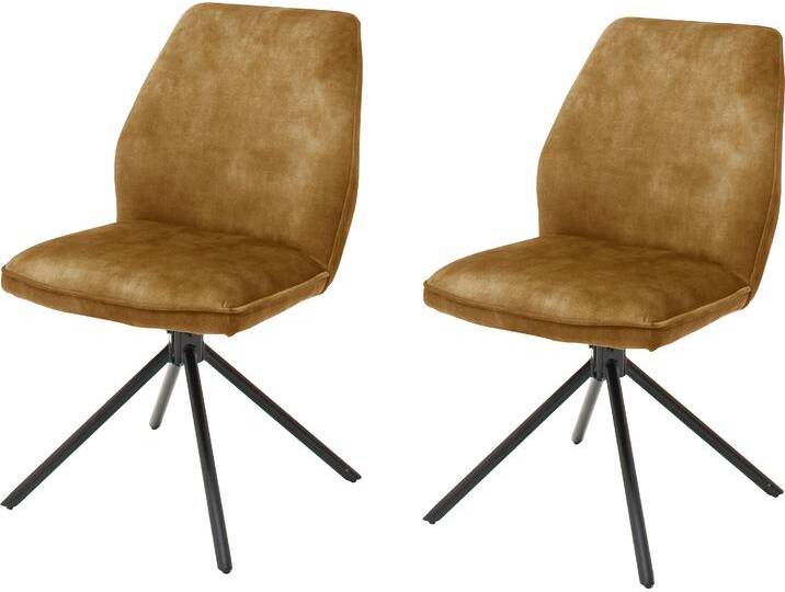 Esszimmerstuhl MCA FURNITURE Ottawa , gelb (curry, metall schwarz matt lackiert), B:54cm H:89cm T:64cm, 100% Polyester, Stühle, Vintage Veloursoptik mit Keder, Stuhl belastbar bis 120 Kg von MCA-furniture