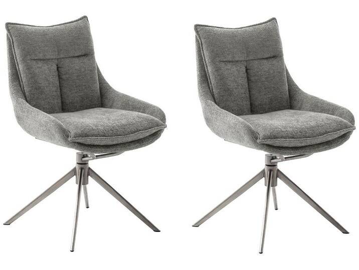 Esszimmerstuhl MCA FURNITURE PARKER , grau (anthrazit, edelstahl), B:57cm H:85cm T:65cm, Polyester, Stühle, (2er-Set), drehbar 360, Dreh- & Schwingfunktion, Belastbarkeit 120 kg von MCA-furniture