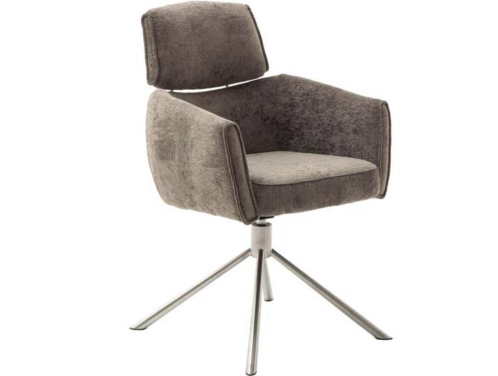 Esszimmerstuhl MCA FURNITURE QUEBEC , braun (braun, edelstahl gebürstet), B:60cm H:92cm T:64cm, Stühle, (2er-Set), 360 drehbar, Taschenfederkern, Sitzhöhe ca. 51 cm von MCA-furniture