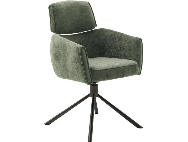 Esszimmerstuhl MCA FURNITURE QUEBEC , grün (olive, schwarz matt lackiert), B:60cm H:92cm T:64cm, Stühle, (2er-Set), 360 drehbar, Taschenfederkern, Sitzhöhe ca. 51 cm von MCA-furniture