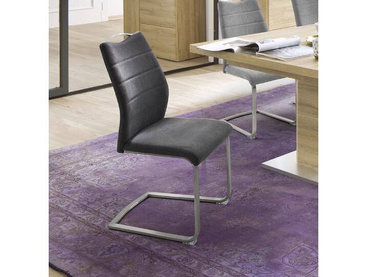 Freischwinger MCA FURNITURE Ferrera , grau (anthrazit, edelstahl gebürstet), B:45cm H:99cm T:57cm, Polyester, Stühle, Freischwinger, (2er-Set), Komfortsitzhöhe von ca. 48 cm, Schwingstühle mit Griff von MCA-furniture