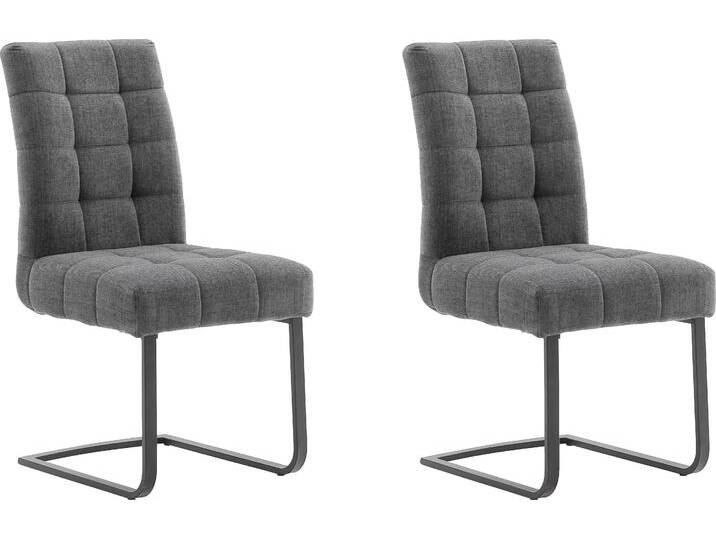 Freischwinger MCA FURNITURE Salta , grau (dunkelgrau, metall schwarz matt lackiert), B:48cm H:96cm T:64cm, Stühle, Freischwinger, (2er-Set), Gestell-Flachrohr, schwarz matt lackiert, Aqua Clean Bezug von MCA-furniture