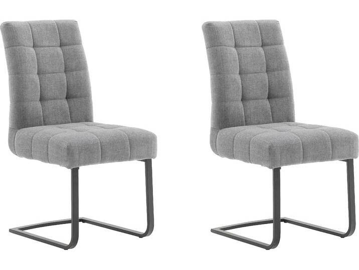 Freischwinger MCA FURNITURE Salta , grau (grau, metall schwarz matt lackiert), B:48cm H:96cm T:64cm, Stühle, (2er-Set), Gestell-Flachrohr, schwarz matt lackiert, Aqua Clean Bezug von MCA-furniture