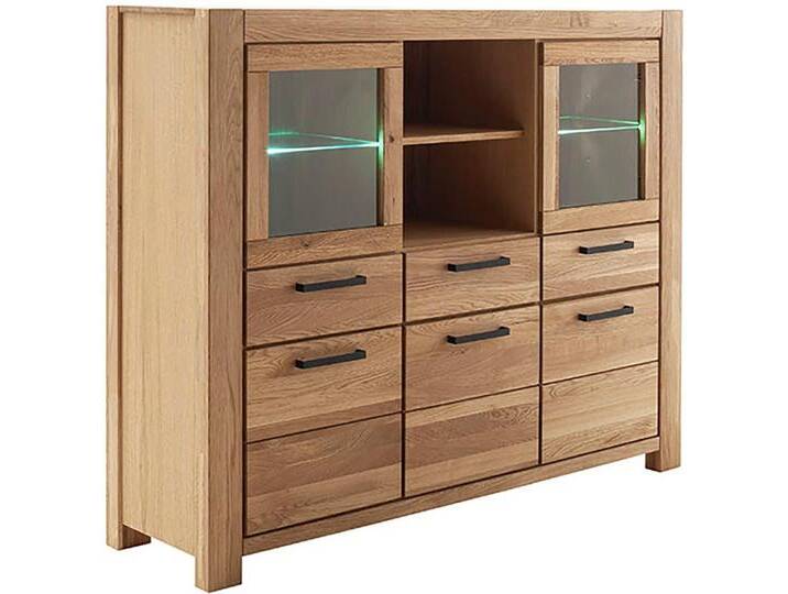 Highboard MCA LIVING Silias Highboard , beige (naturfarben), B:172cm H:140cm T:45cm, Holzwerkstoff, Massivholz, Sideboards, Schubkastenführung gedämpft von MCA-furniture