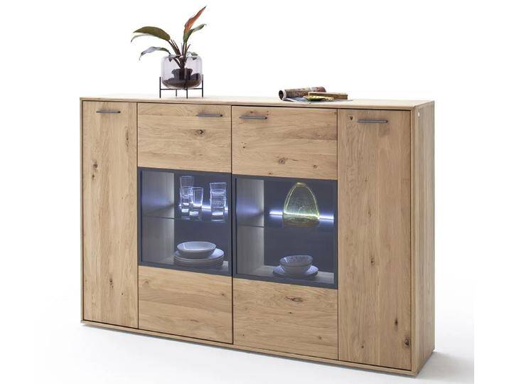 Highboard Portland 2 Asteiche Bianco mit 2er Set LED Band 45 cm von MCA-furniture