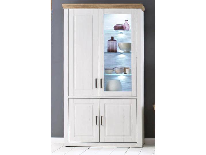 Kombi-Vitrine Brixen Landhaus modern Pinie Aurelio / Grandson Oak mit 3er Set LED Glasbodenclips von MCA-furniture