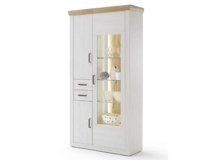 Kombi-Vitrine Madrid Landhaus Pinie Aurelio/ Grandson Oak mit 2er set LED Band 135 cm von MCA-furniture
