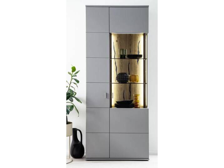Kombi-Vitrine Sevilla Arktis grau mit 2er Set LED Band 100 cm von MCA-furniture