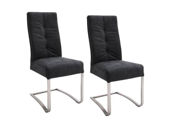 MCA Freischwinger Salva 2er Set Stuhl mit Griff Luxus-Komfortsitz Bezug Polyester Antiklook Gestell Flachrohr Edelstahl gebürstet Ausführung wählbar von MCA-furniture