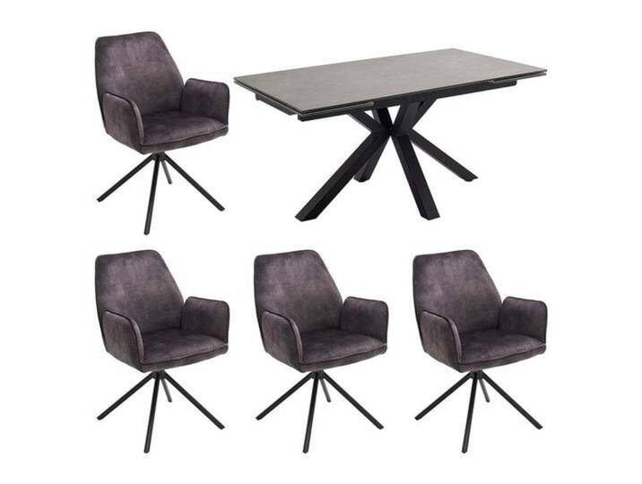 MCA Ottawa Essgruppe 5-tlg. Tisch 160/240x90cm Dunkelgrau von MCA-furniture