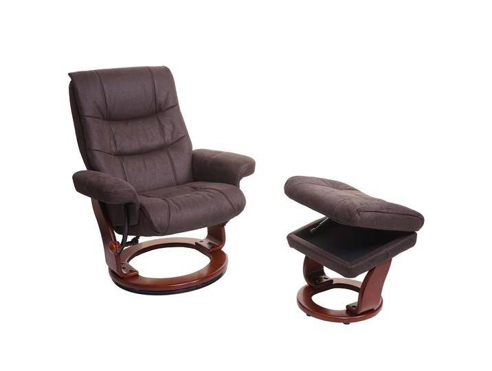 MCA Relaxsessel HWC-J42, Fernsehsessel TV-Sessel Hocker, Stoff Schwarz-braun Wildleder-Imitat, Gestell Walnuss-Optik MCA Relaxsessel HWC-J42, Fernsehsessel TV-Sessel Hocker, Stoff Schwarz-braun Wildleder-Imitat, Gestell Walnuss-Optik von MCA-furniture