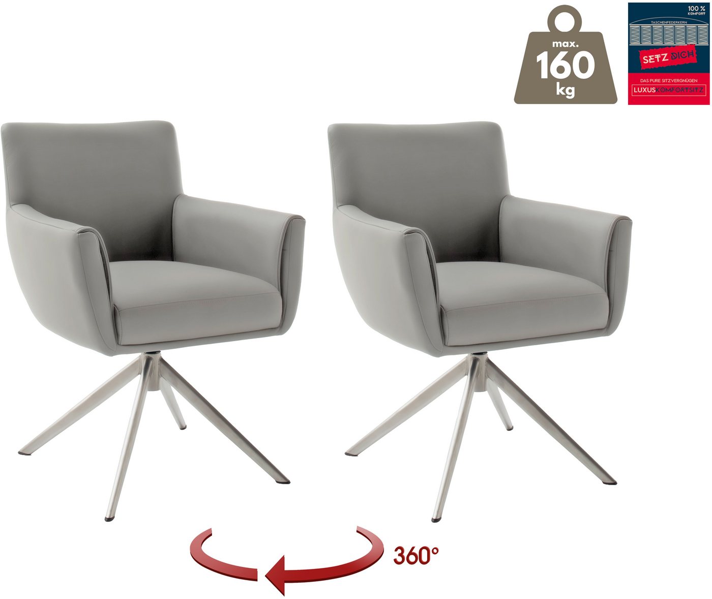 MCA furniture 4-Fußstuhl WILSON Esszimmerstuhl, Armlehnstuhl, Polsterstuhl, modern (Set, 2 St), Stuhl, Armlehnenstuhl, drehbar, Taschenfederkern, belastbar 160 kg,XXL von MCA furniture
