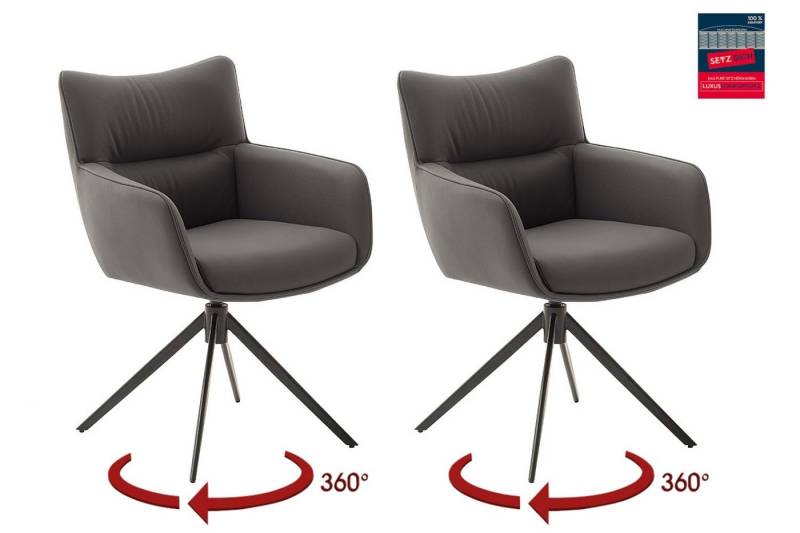 MCA furniture Armlehnstuhl (2-er Set) in Anthrazit, Leder - 61x88x63cm (BxHxT) (2-er Set) von MCA furniture