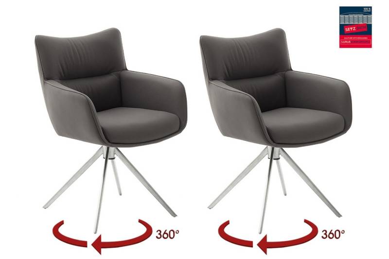 MCA furniture Armlehnstuhl (2-er Set) in Anthrazit, Leder - 61x88x63cm (BxHxT) (2-er Set) von MCA furniture