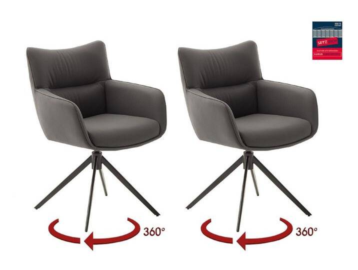 MCA furniture Armlehnstuhl (2-er Set) in Anthrazit, Leder - 61x88x63cm (BxHxT) (2-er Set) von MCA-furniture