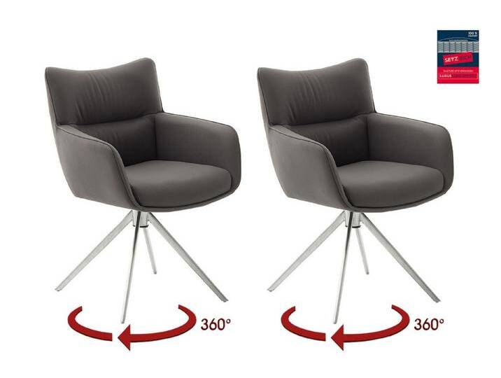 MCA furniture Armlehnstuhl (2-er Set) in Anthrazit, Leder - 61x88x63cm (BxHxT) (2-er Set) von MCA-furniture