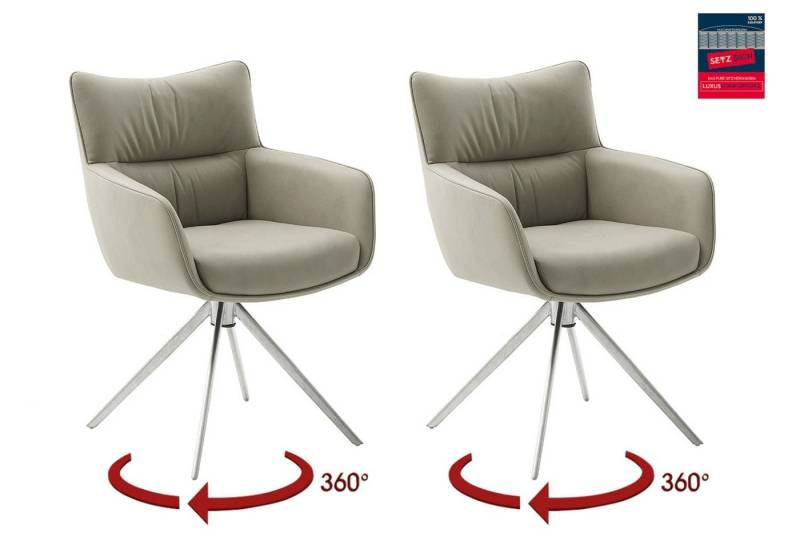 MCA furniture Armlehnstuhl (2-er Set) in Creme, Leder - 61x88x63cm (BxHxT) (2-er Set) von MCA furniture