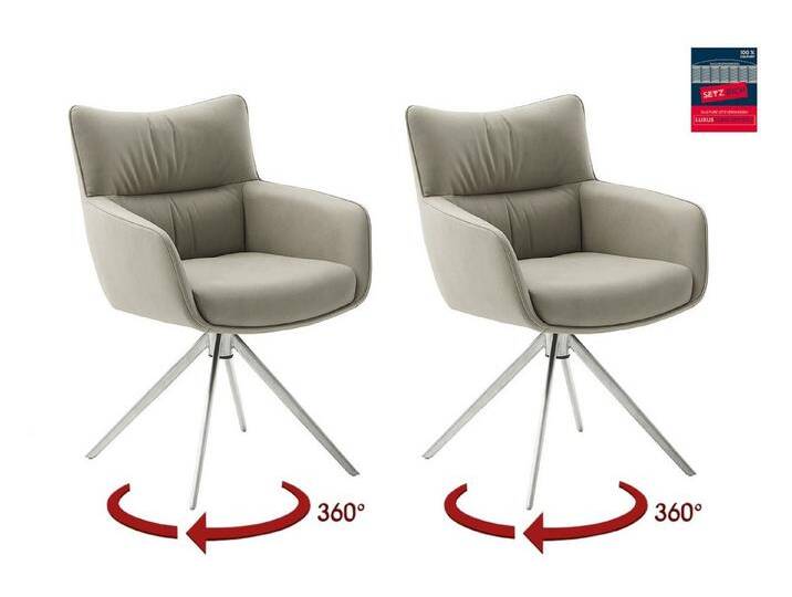 MCA furniture Armlehnstuhl (2-er Set) in Creme, Leder - 61x88x63cm (BxHxT) (2-er Set) von MCA-furniture