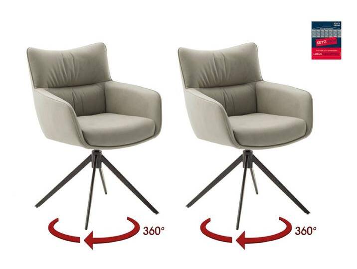 MCA furniture Armlehnstuhl (2-er Set) in Creme, Leder - 61x88x63cm (BxHxT) (2-er Set) von MCA-furniture