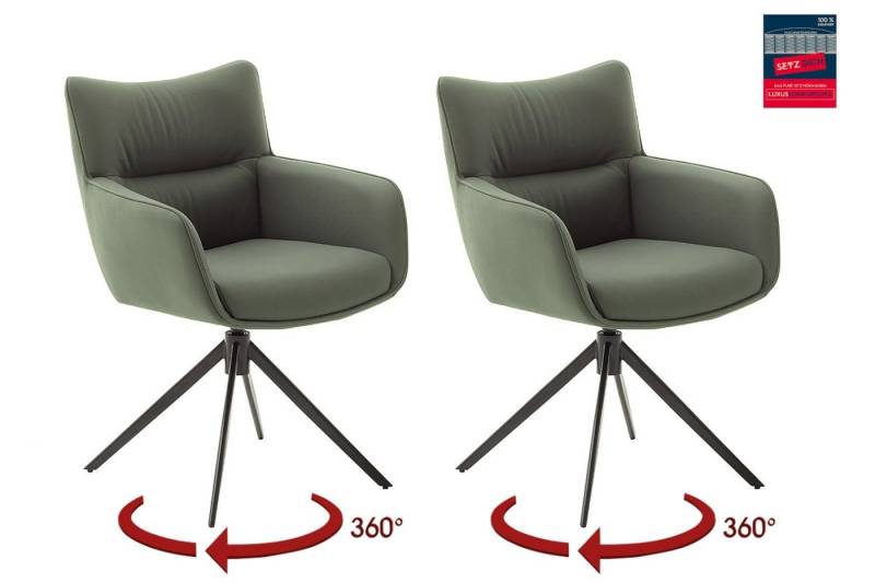 MCA furniture Armlehnstuhl (2-er Set) in Olive, Leder - 61x88x63cm (BxHxT) (2-er Set) von MCA furniture