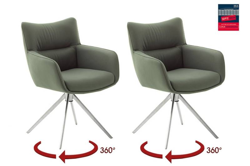 MCA furniture Armlehnstuhl (2-er Set) in Olive, Leder - 61x88x63cm (BxHxT) (2-er Set) von MCA furniture