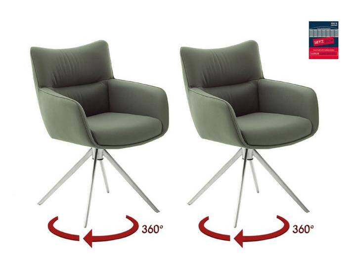 MCA furniture Armlehnstuhl (2-er Set) in Olive, Leder - 61x88x63cm (BxHxT) (2-er Set) von MCA-furniture