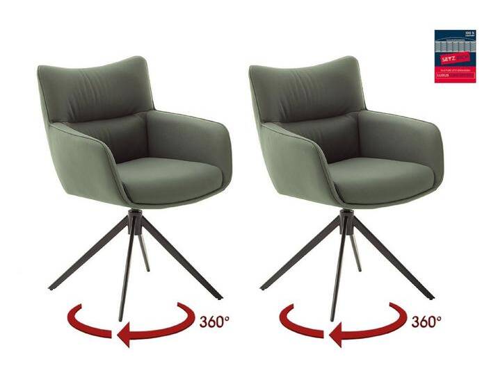 MCA furniture Armlehnstuhl (2-er Set) in Olive, Leder - 61x88x63cm (BxHxT) (2-er Set) von MCA-furniture